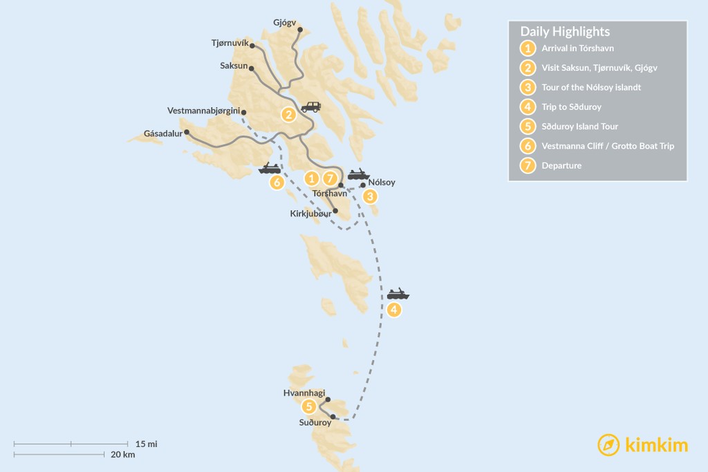 Sugerencias de itinerario de las Islas Feroe para 3-9 días (+mapa y consejos prácticos)